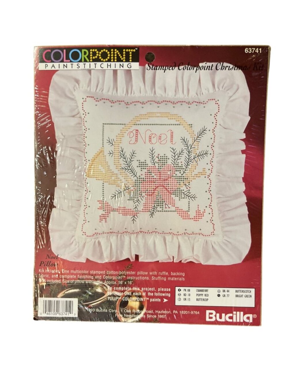 Vintage Bucilla Noel Pillow Kit 1993 ColorPoint Paintstitch NEW